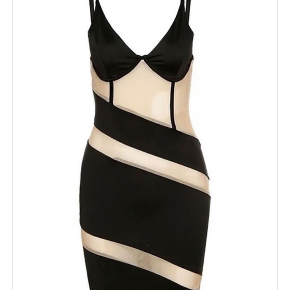 Black & sheer strapless dress